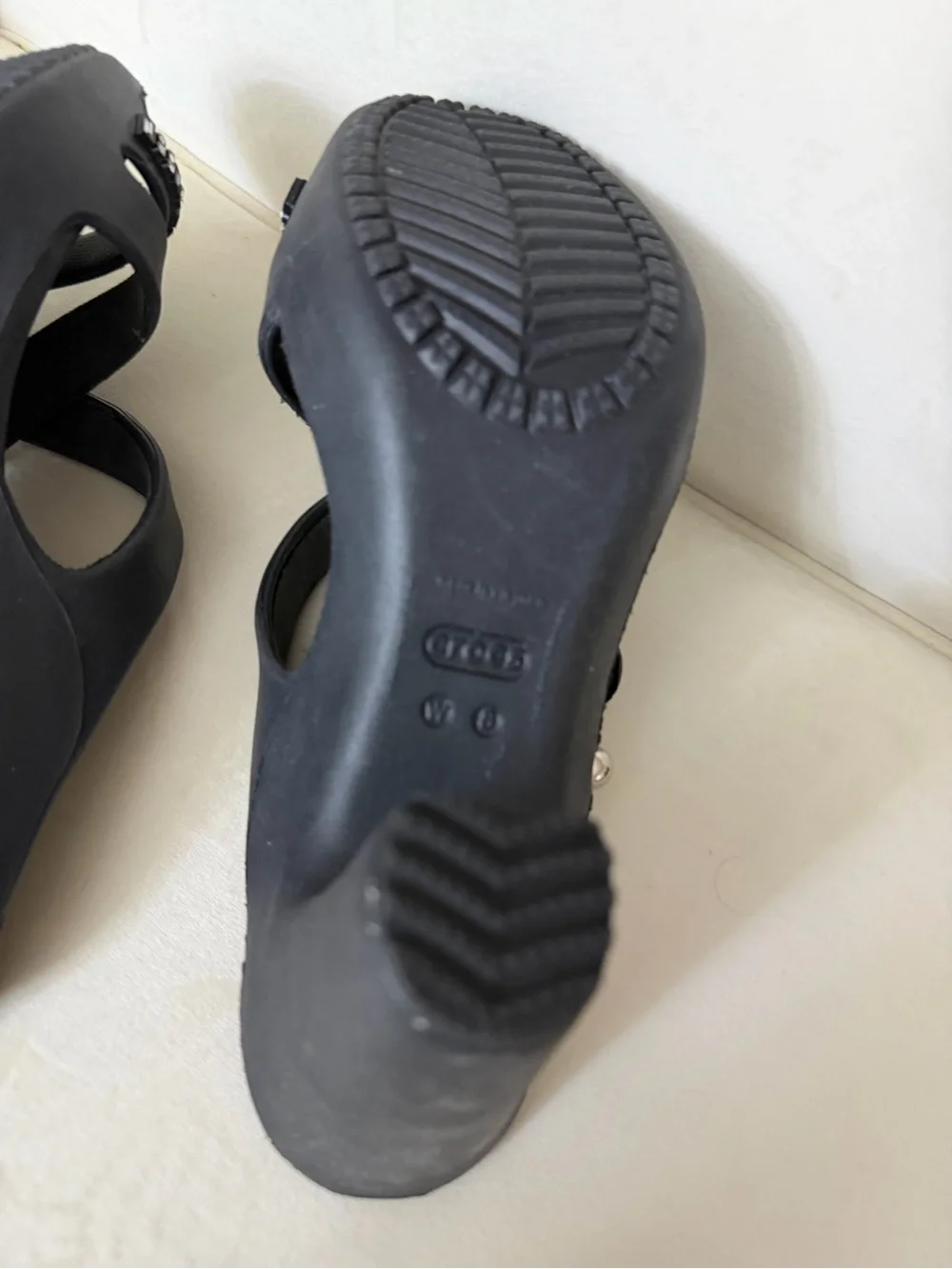 NWOT CROCS Black Studded Cyprus Heel Slide Sandals Size 8